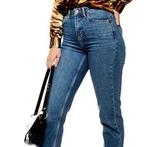Topshop Straight Leg Raw Hem Jeans